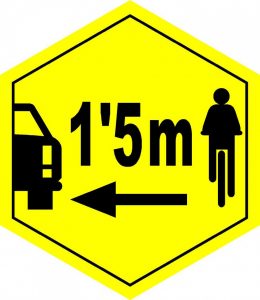 Normativa para el adelantamiento a ciclistas. Mínimo 1,5 metros de distancia de seguridad lateral.
